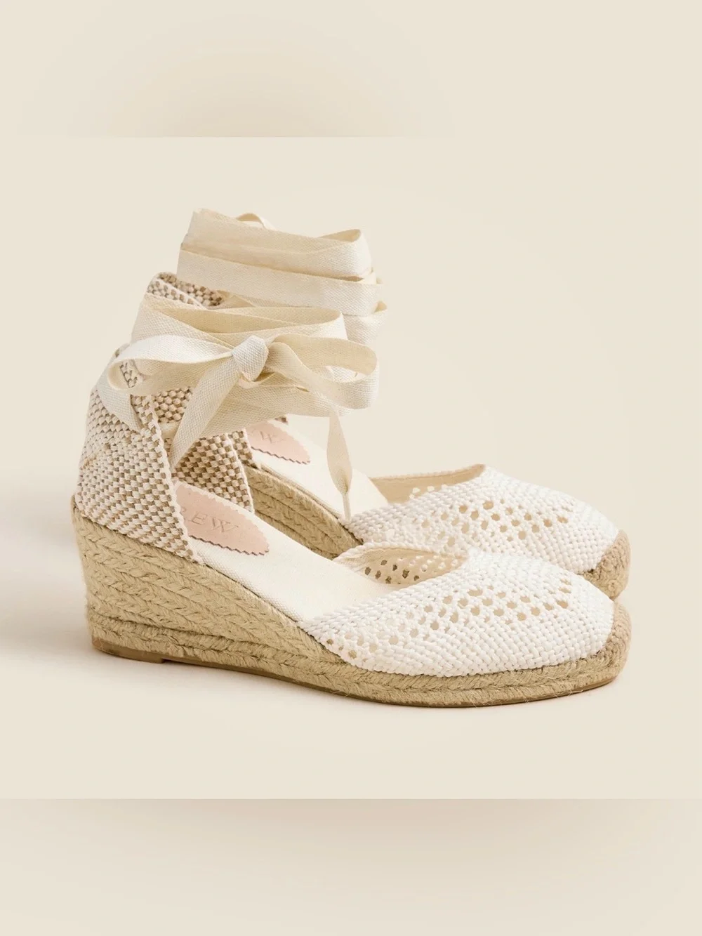 J Crew Made in Spain Lace Up espadrille wedges